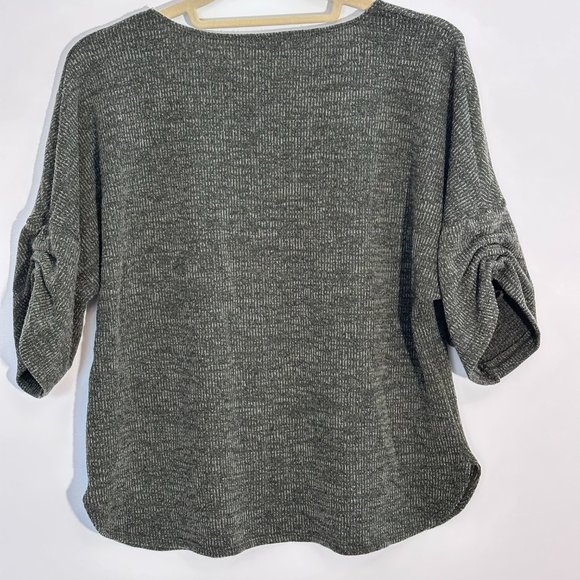 Dark Green Max Studio London Ribbed Quarter Sleeve Sweater (Small) - Picture 5 of 8